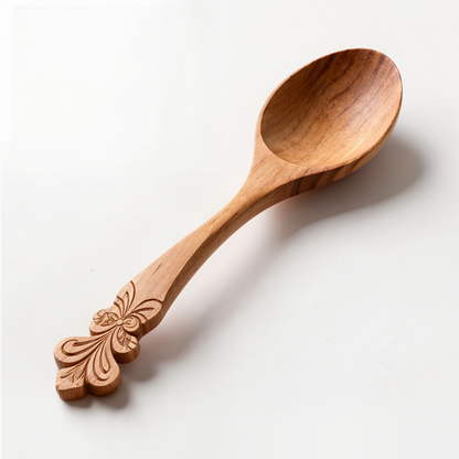 Hand-Carved Wooden Serving Spoon