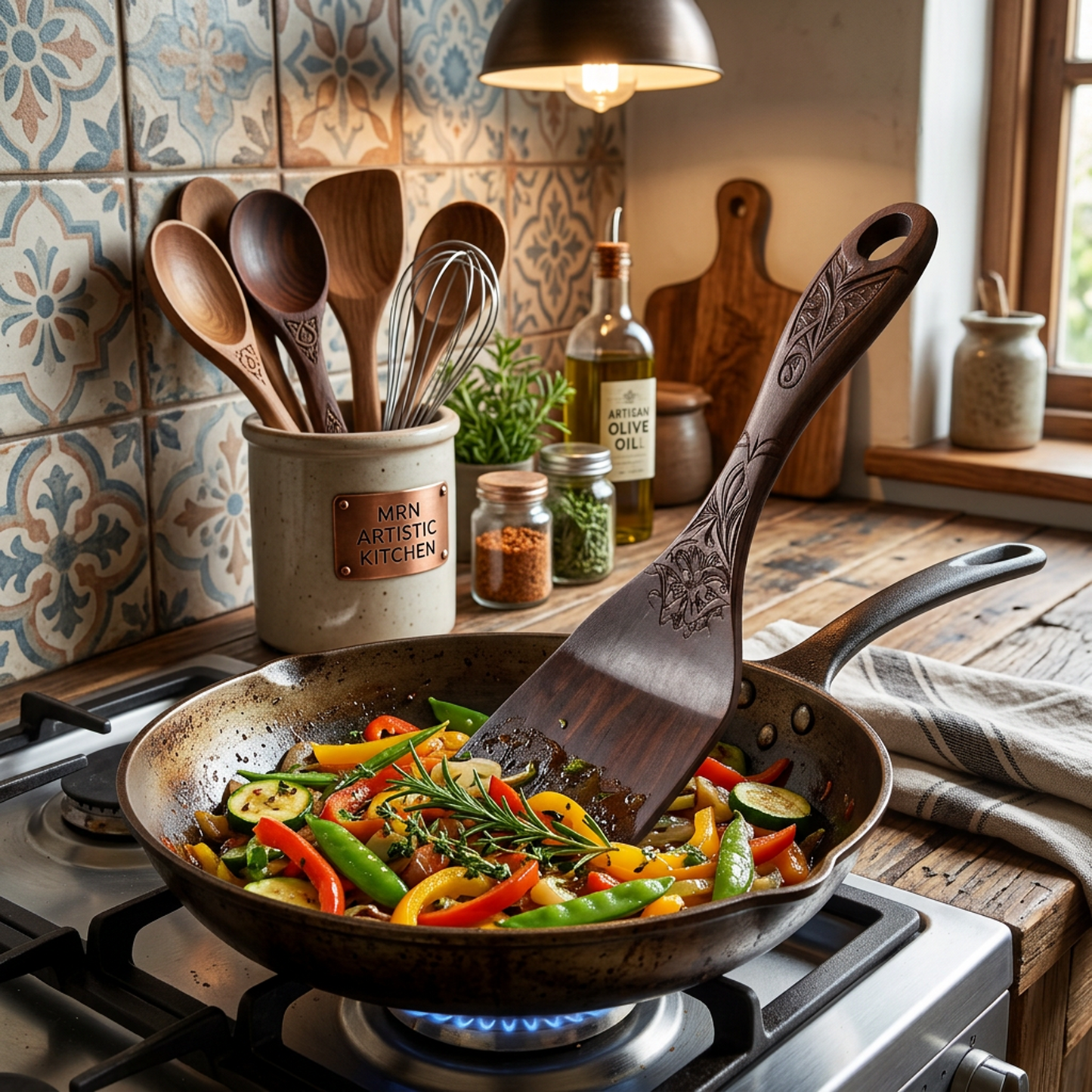 Hand-Carved Wooden Spatula