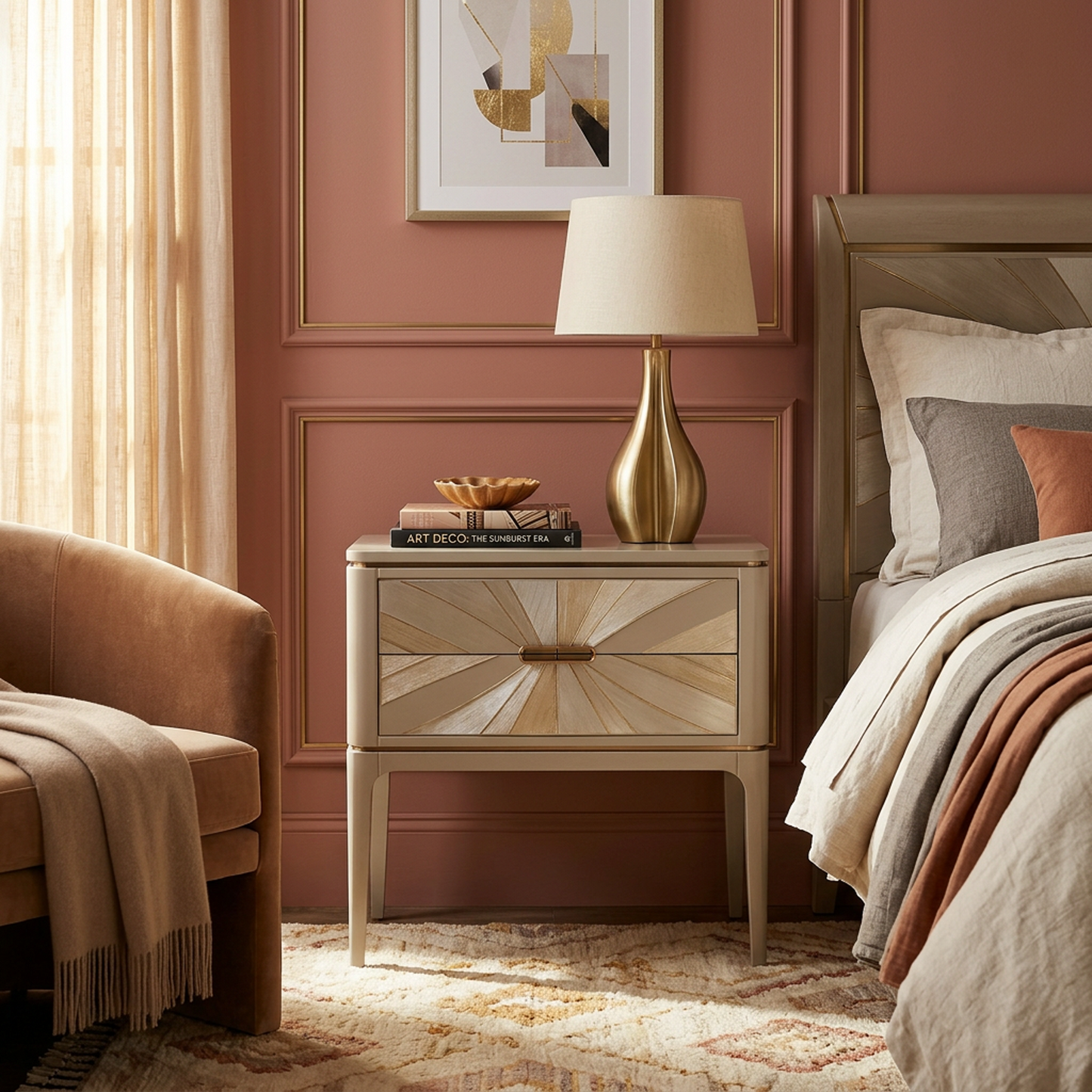 Modern Sunburst Accent Nightstand