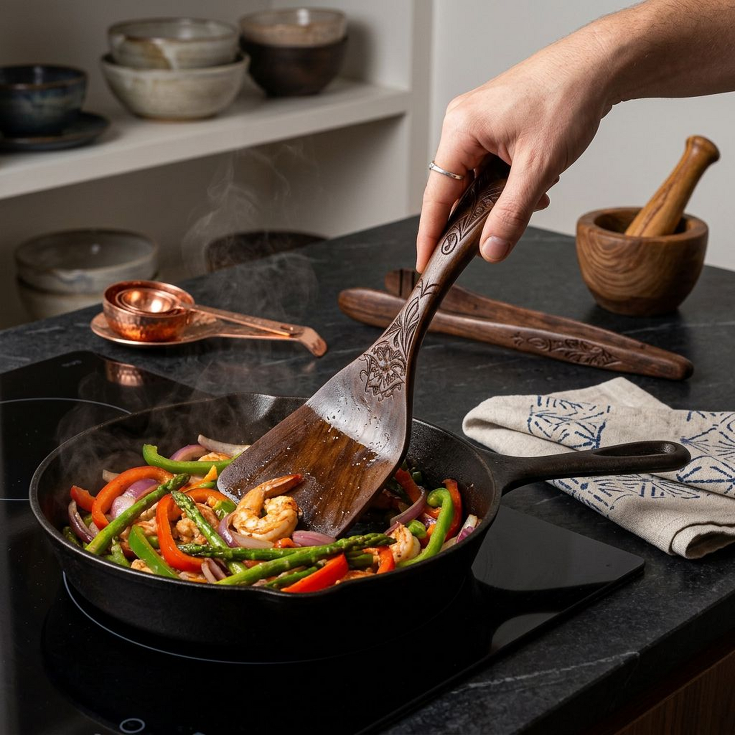 Hand-Carved Wooden Spatula