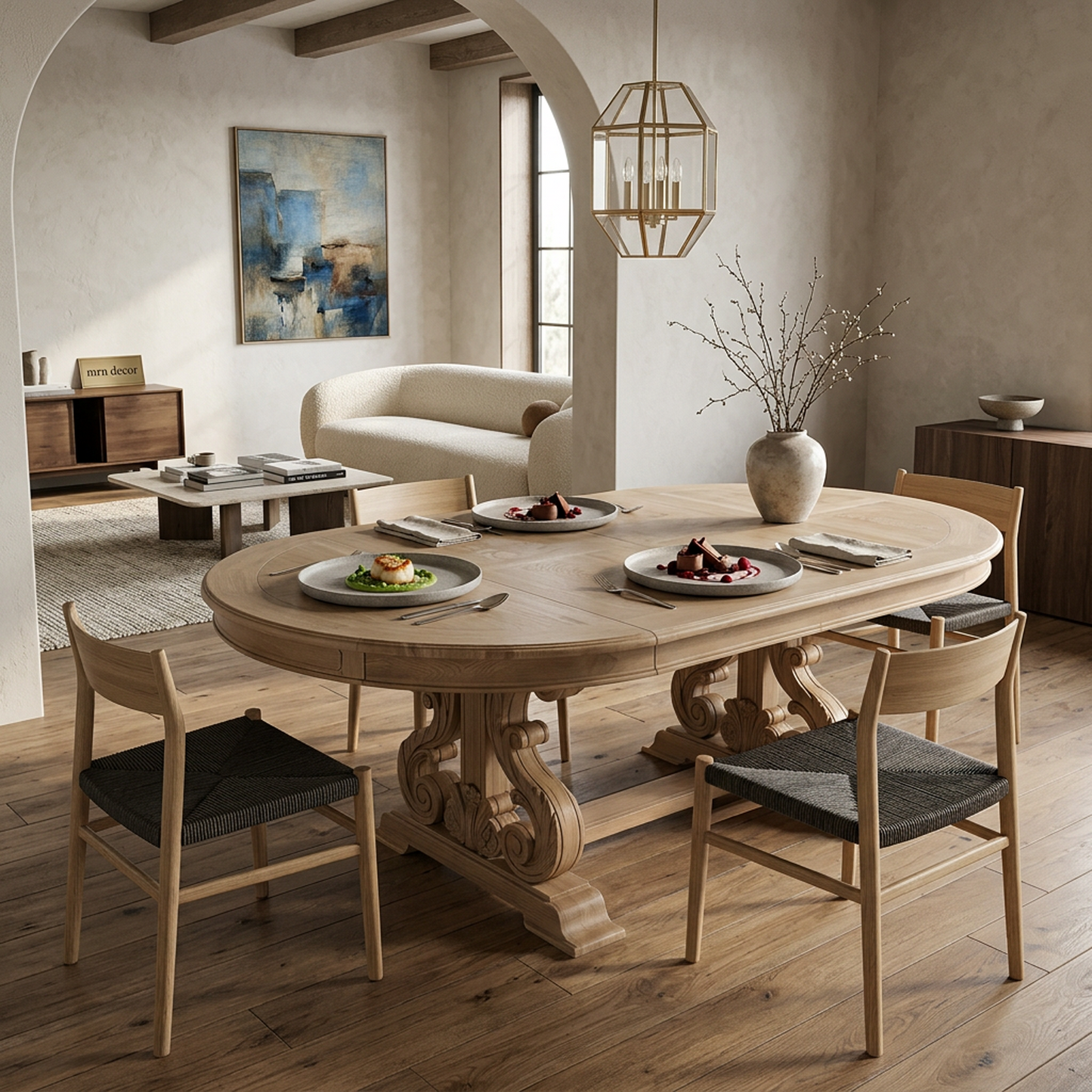 Classic Carved Oval Dining Table