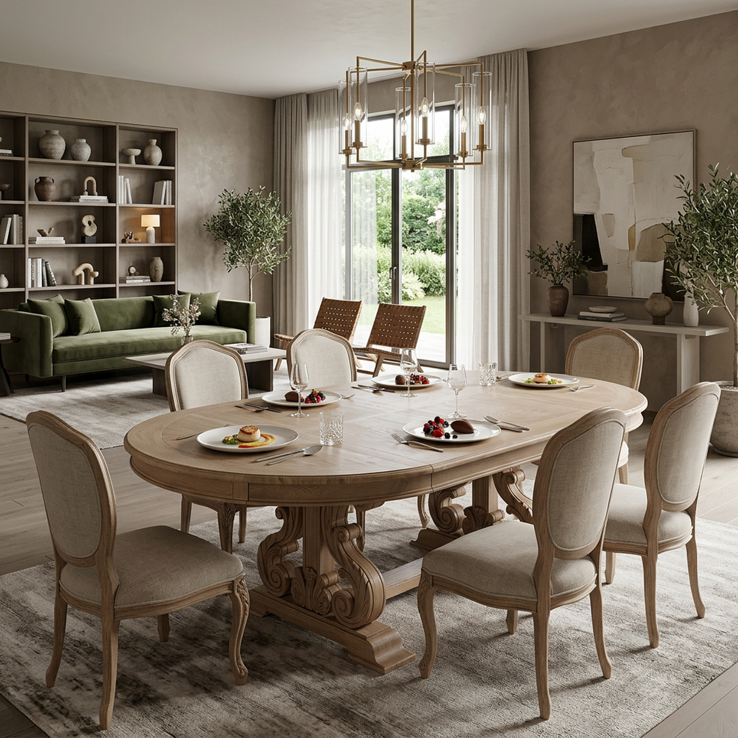 Classic Carved Oval Dining Table