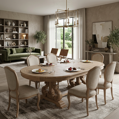 Classic Carved Oval Dining Table