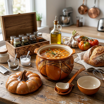 Pumpkin-Shaped Ceramic Soup Tureen