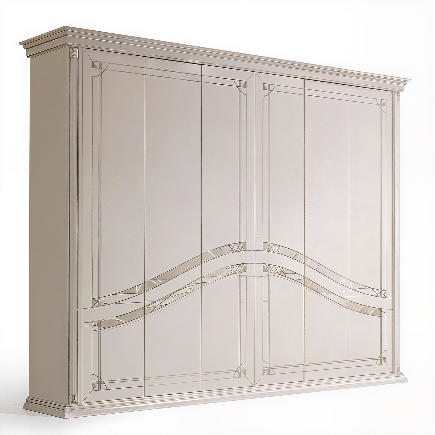 Elegant Cream Wardrobe with Geometric Accents