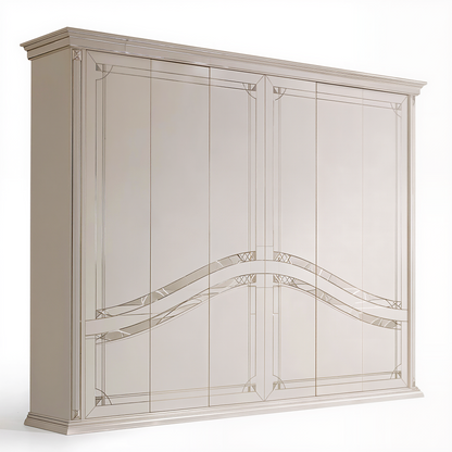 Elegant Cream Wardrobe with Geometric Accents