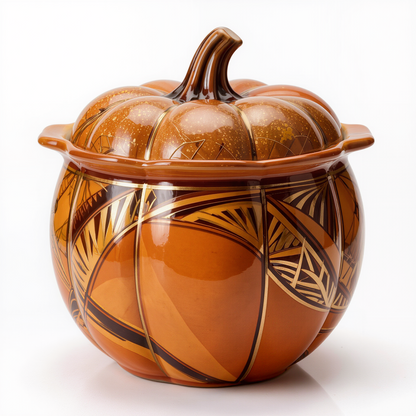 Pumpkin-Shaped Ceramic Soup Tureen