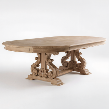 Classic Carved Oval Dining Table