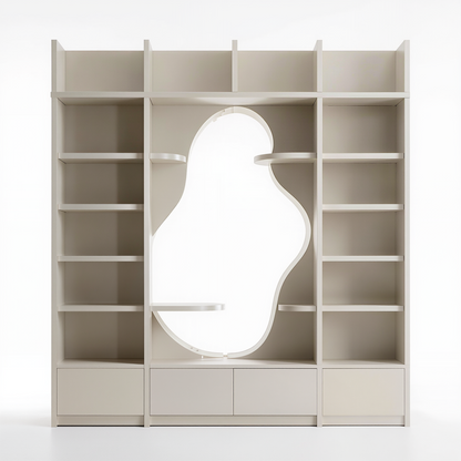 Modern Curved Display Shelf with Open Design