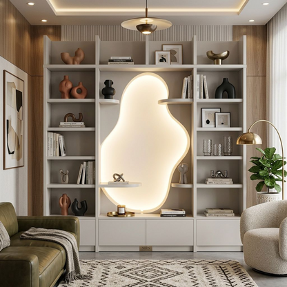 Modern Curved Display Shelf with Open Design