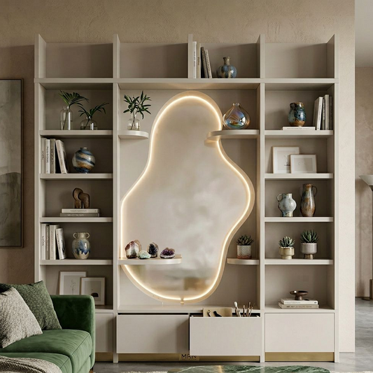 Modern Curved Display Shelf with Open Design