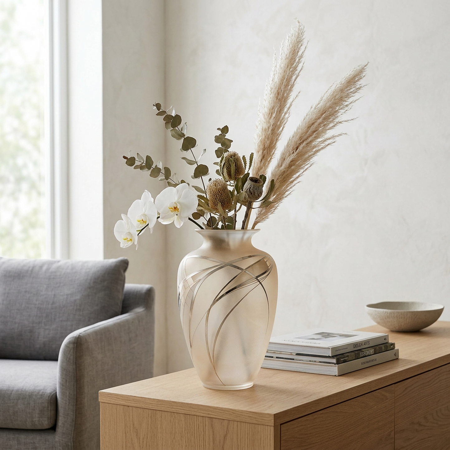 Elegant Gold-Accented Frosted Vase
