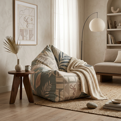 Modern Leaf-Pattern Bean Bag Chair
