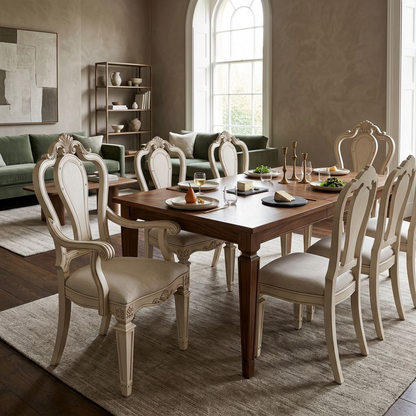 Classic Carved Armchair with Upholstered Seat