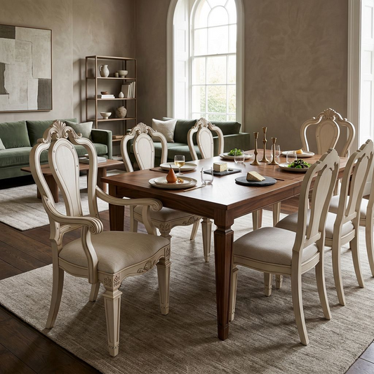 Classic Carved Armchair with Upholstered Seat