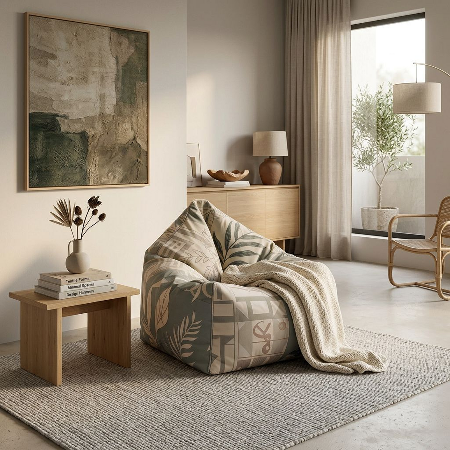 Modern Leaf-Pattern Bean Bag Chair