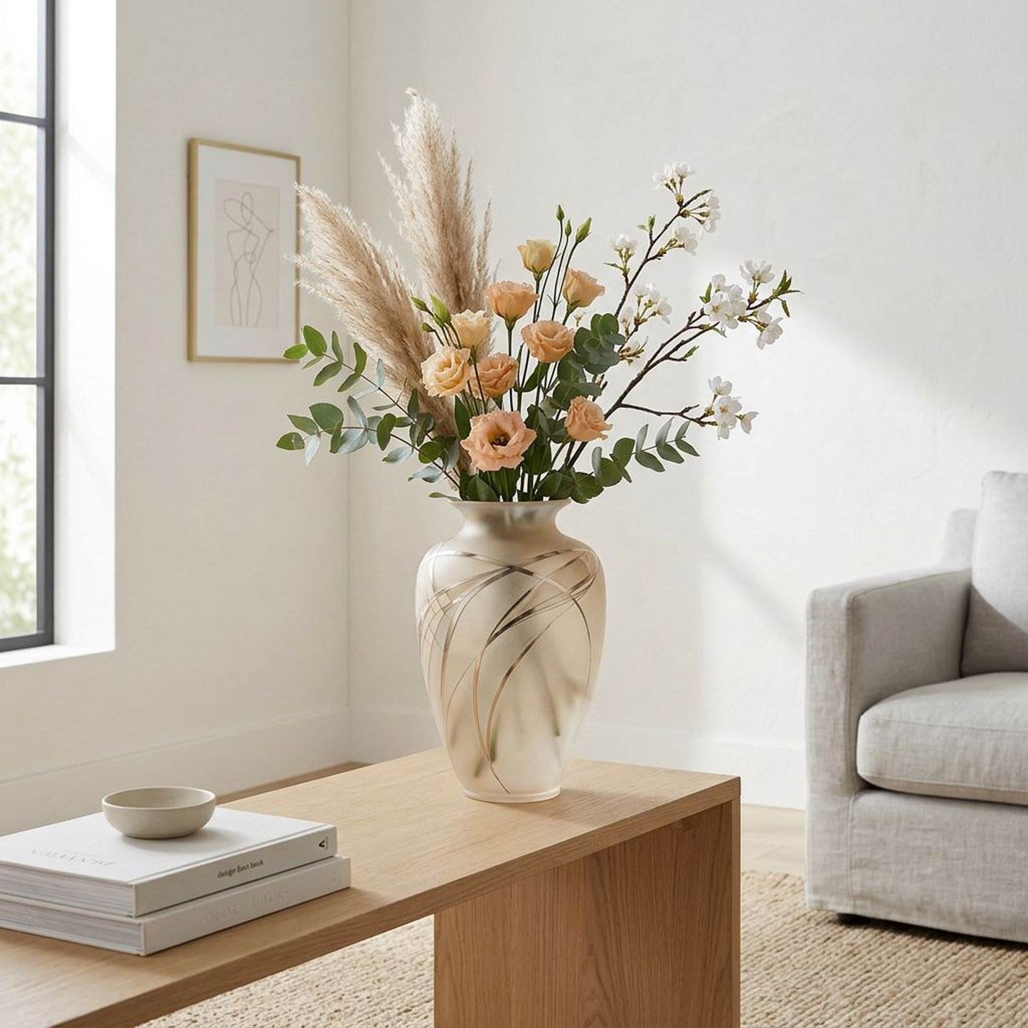Elegant Gold-Accented Frosted Vase