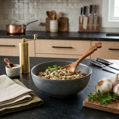 Hand-Carved Wooden Serving Spoon