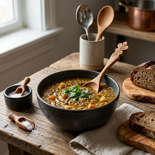 Hand-Carved Wooden Serving Spoon