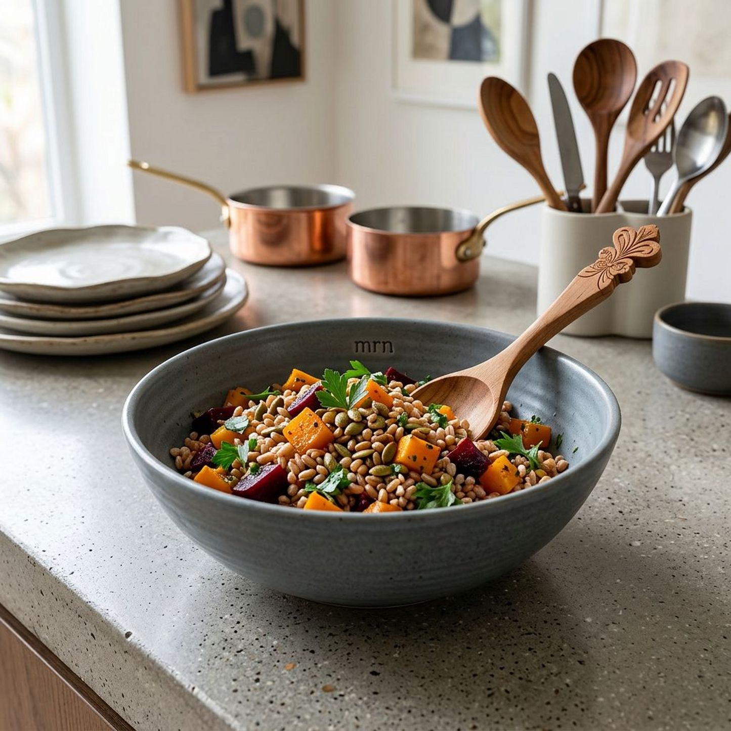 Hand-Carved Wooden Serving Spoon