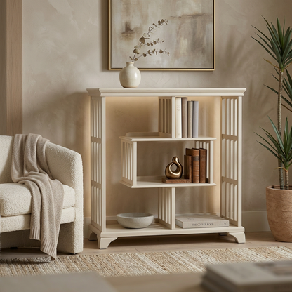 Compact Multi-Tier Cream Display Shelf